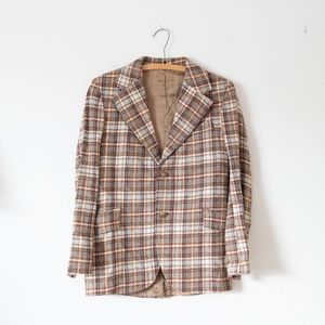Vintage Plaid Blazer - Brown and Cream
